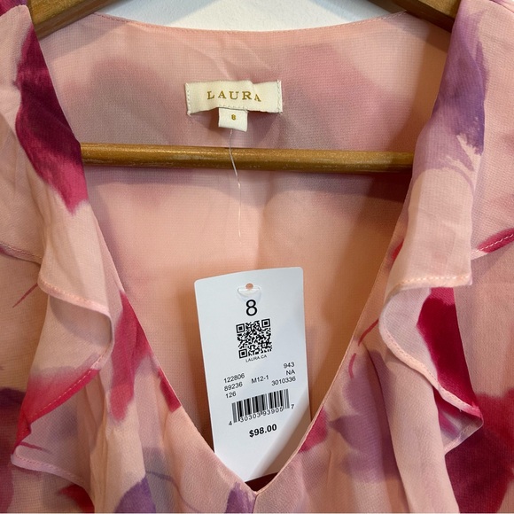 Laura Floral Ruffle Front Blouse Pink 122806 - Picture 8 of 10